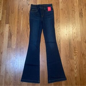 NWT SPANX 20327R Flare in Midnight Shade Pull-on Stretch Denim Jeans XS
